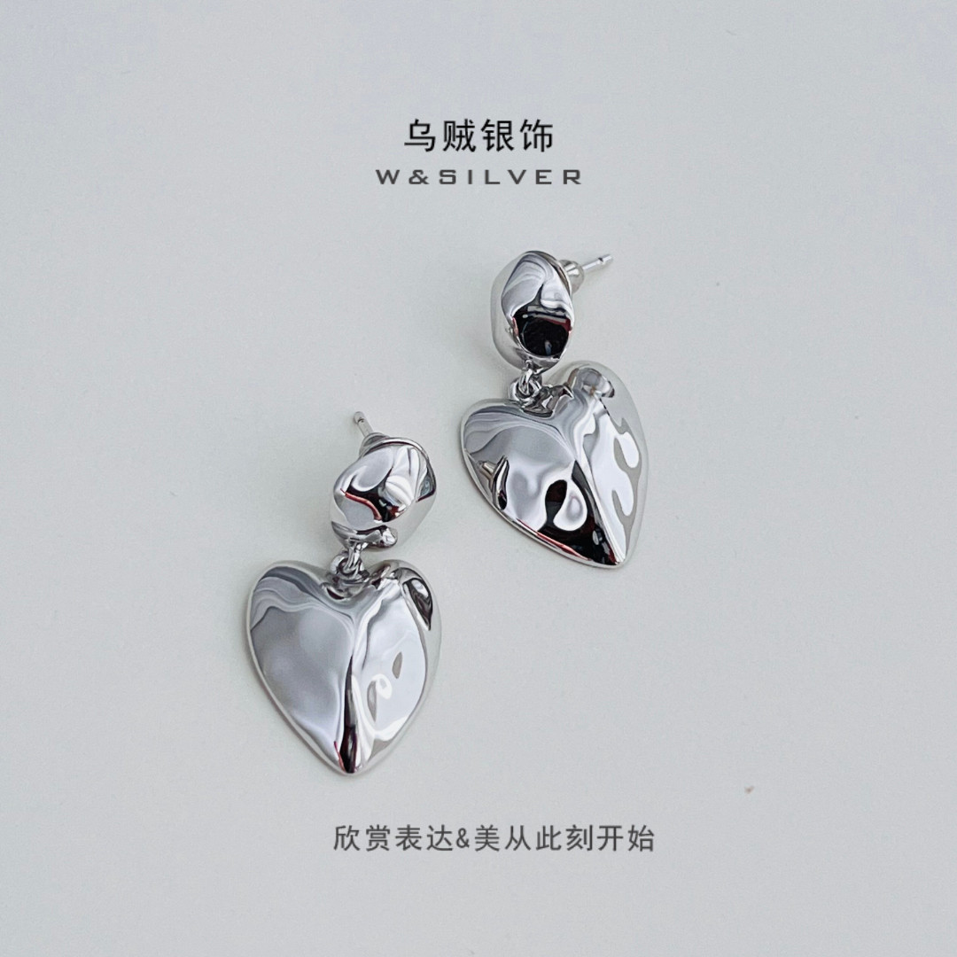 W&SILVER高定设计师系列高级925银爱心耳坠气质江疏影同款耳饰,饰品/流行首饰/时尚饰品新,银饰耳饰,淘宝优惠券,粉丝福利购,淘宝优惠卷
