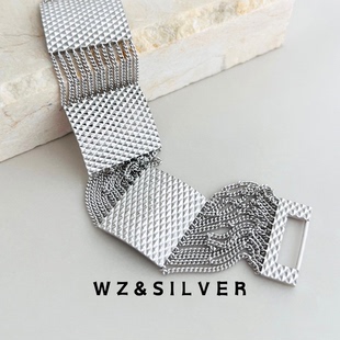 通体S925纯银镀铑金浮光流苏拼接手链高级小众 WZ&SILVER设计师款