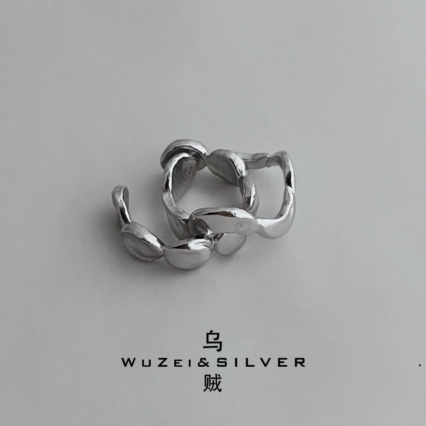 WZ&SILVER设计师款通体S925银镀铑金月亮戒指高级个性百搭时尚图片