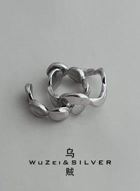 WZ&SILVER设计师款通体S925银镀铑金月亮戒指高级个性百搭时尚