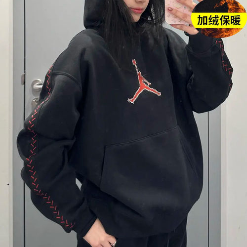 耐克加绒男卫衣加厚保暖防寒
