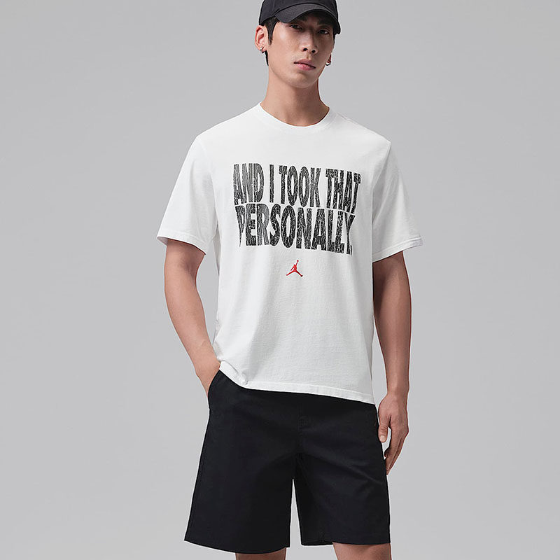 耐克男短袖多色宽松棉T恤Jordan Sport 2026裂纹夏字母包邮IF0871