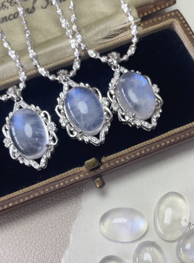 原创大颗精致白月光纯银项链