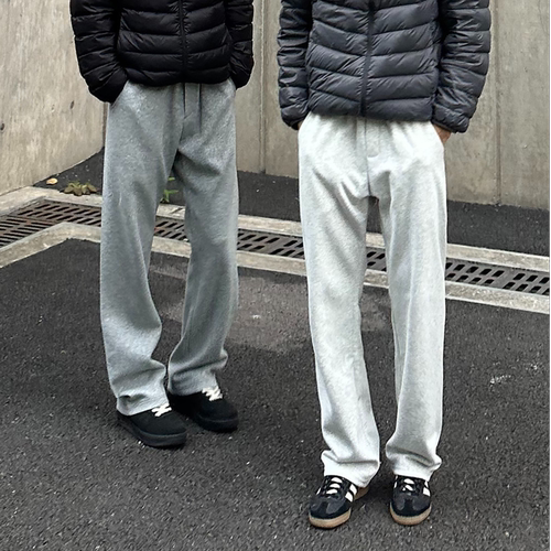 LIMOU秋冬季加绒加厚加长简约百搭直筒运动卫裤男女同款训练长裤