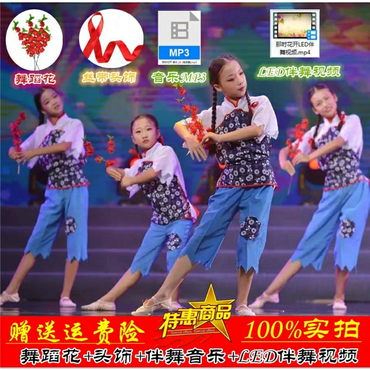 那时花开小荷风采舞蹈服映山红女