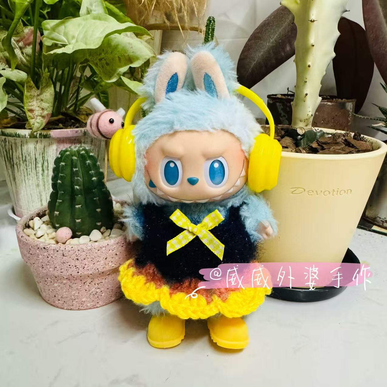 拉布布娃衣搪胶衣服娃衣坐坐派对头套帽子心动马卡龙17cm小香风