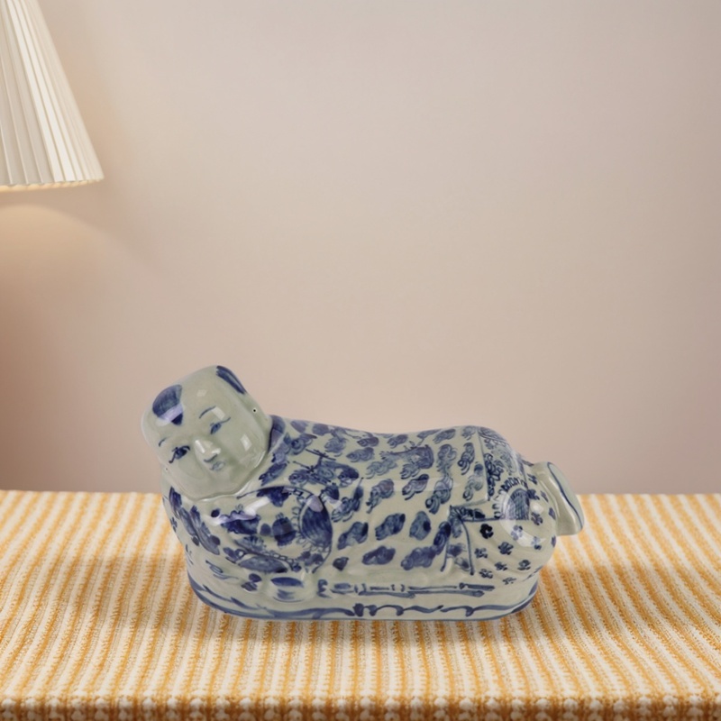 仿古陶瓷器娃娃/小狗/老虎雕塑瓷装饰品中式家居博古架桌面摆件