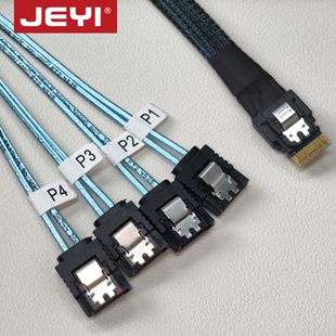 JEYI佳翼Slim SAS 4.0 SFF-8654 4I转4*SATA3.0磁盘阵列数据线