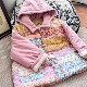 儿童纯棉花棉袄连帽拼接款 外套 加厚宽松棉服带帽手工盘扣亲子冬季