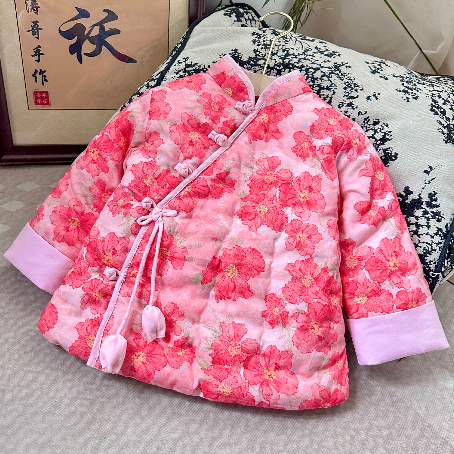 纯棉花手工棉衣加厚立体花苞