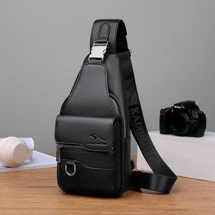 2025新款真皮男士胸包运动多功能大容量斜挎包商务休闲胸前背包男