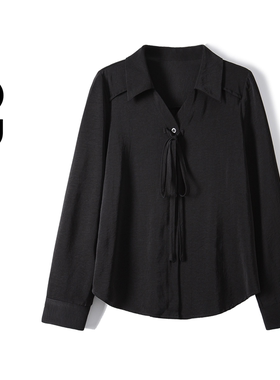 2026春季胖mm大码女装蝴蝶结系带长袖衬衫法式通勤内搭上衣80361
