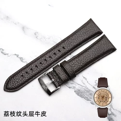 适配阿玛尼男款真皮手表带AR1982 1945 60008棕色荔枝纹牛皮22MM