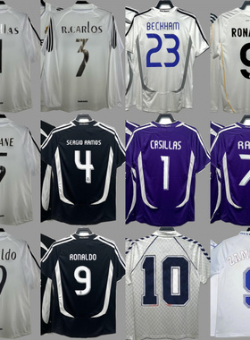 皇M复古球衣本泽马劳尔卡卡贝克汉姆齐达内拉英斯罗纳尔多足球服
