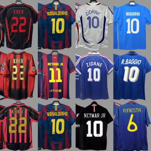 复古足球服AC罗齐达内马尔蒂尼卡卡英格兰帕德罗巴西贝克汉姆球衣