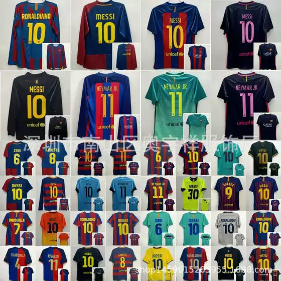Retro Barcelona Jersey Classic Commemorative Edition No. 11 Neymar, No. 10 Ronaldinho, No. 10 Messi Football Shirt, One-Piece Dropshipping