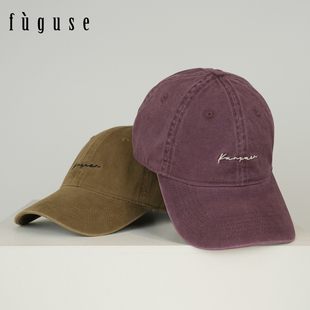 美式 复古软顶棒球帽子男女秋冬百搭做旧水洗棉宽檐显脸小鸭舌帽潮