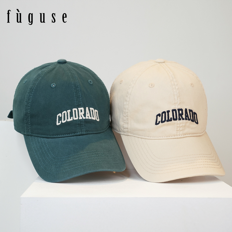 复古涩夏季刺绣字母水洗棉棒球帽