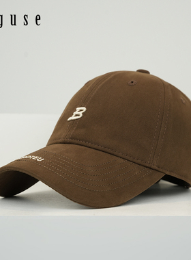 新款B字母软顶弯檐棒球帽子男女韩版ins潮牌百搭显脸小遮阳鸭舌帽