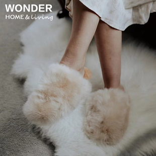 保暖毛毛鞋 Peru 秘鲁进口手工羊毛Alpaca羊驼幼毛居家女士拖鞋