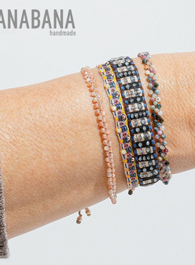 天然切面小石-西班牙设计师Guanabana品牌手工编织叠戴男女款手绳