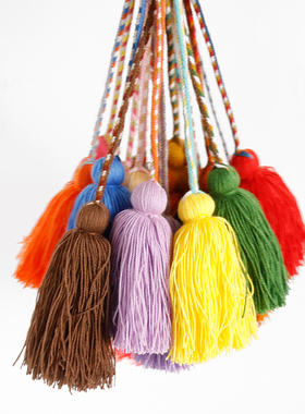 【2个包邮】哥伦比亚wayuu瓦尤部落手工彩色棉线流苏毛线挂件穗子