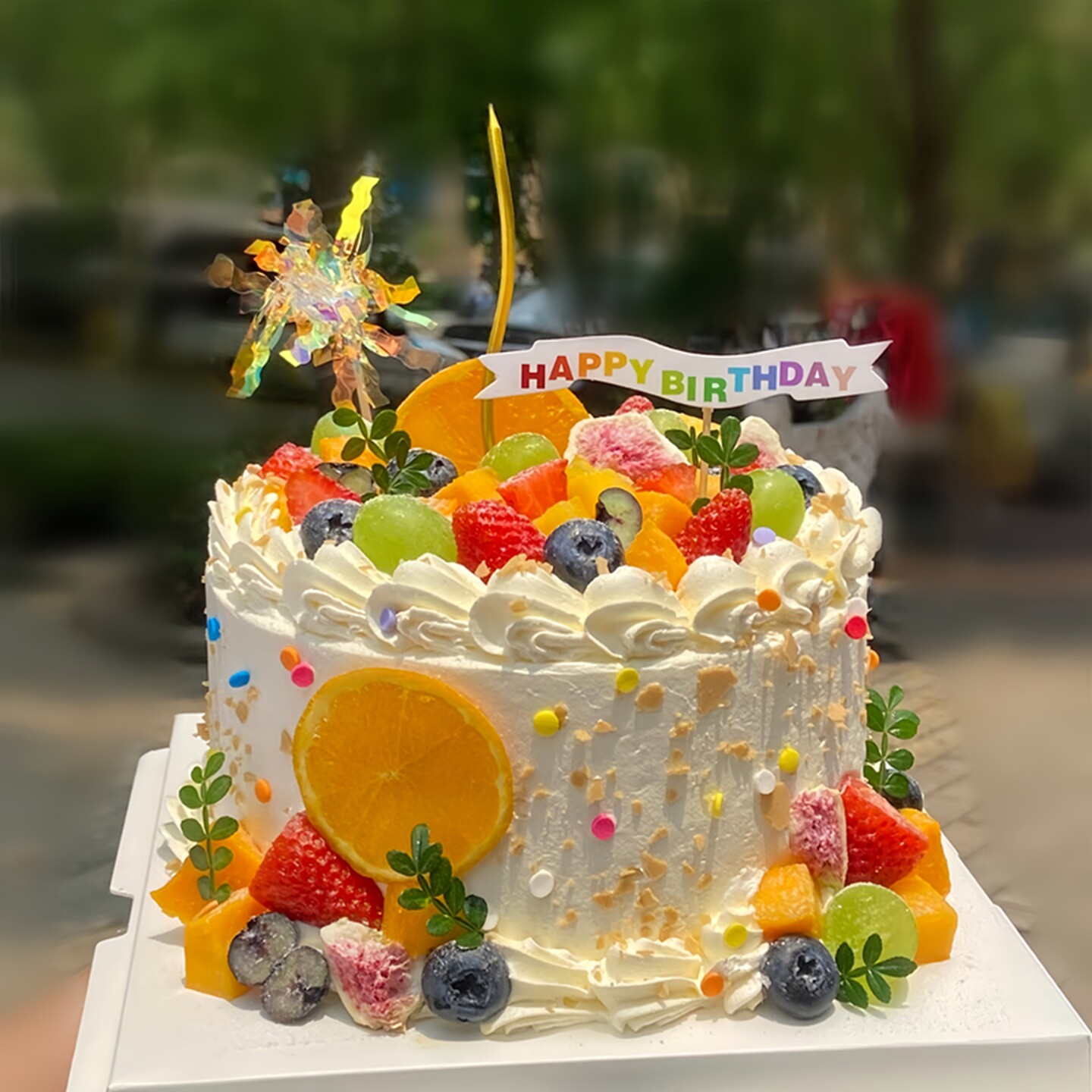 烘焙蛋糕装饰插牌蜡烛羽丝小熊风车笑脸彩虹气球生日快乐甜品插件