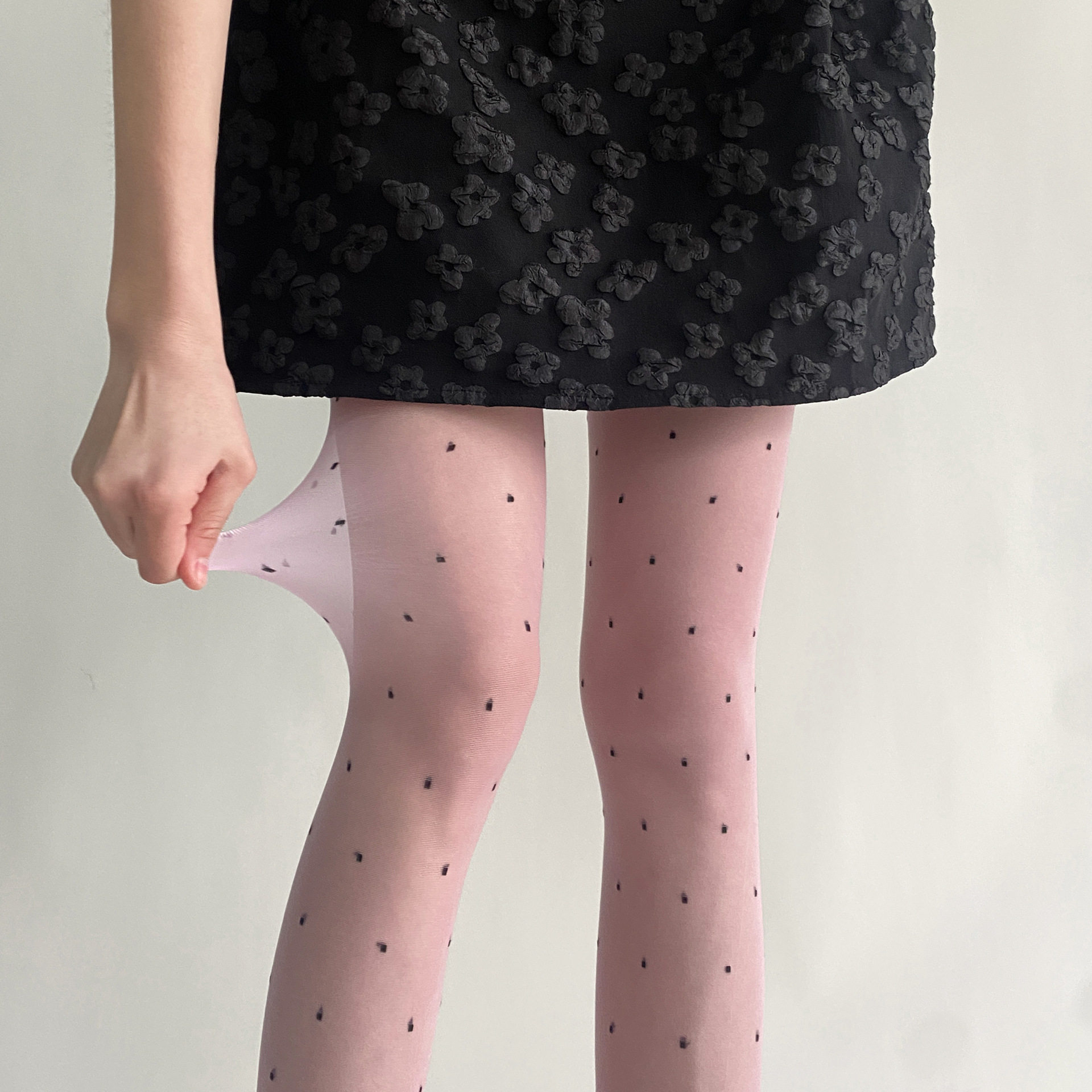 少女粉色圆点提花丝袜日系糖果色连裤袜甜酷辣妹波点打底袜洛丽塔