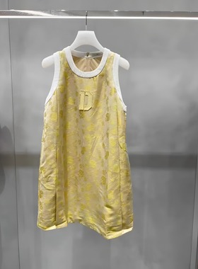 正品2H2O309-23 D大23夏4 1799W 黄色 花朵提花 连衣裙ZZ1爱