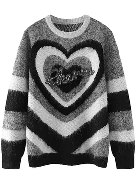 正品春季新款新年红色毛衣爱心甜美蝴蝶纱针织衫3I1E461-24