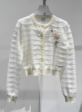 正品2I3E506-240 D大24秋4 1999  白色N 针织长袖开衫