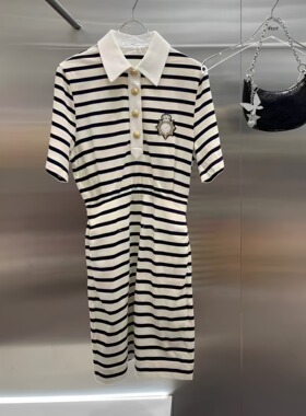 正品3H2O451-23 D小23夏2 1290W 深蓝色 条纹 连衣裙