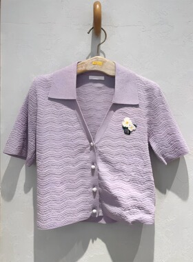 正品3H2E526-23 D小23夏6 995  白色/浅紫W 针织衫