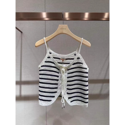 正品春季新款 小香风条纹气质吊带针织背心Q100609E-2024