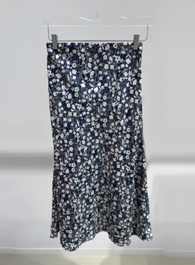 正品2024夏新款雪纺碎花包臀一步鱼尾中长半身裙女3I2S417-24