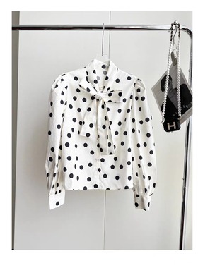 正品3H3C410-23 D小 23秋4 995W 白色 波点 飘带 衬衫