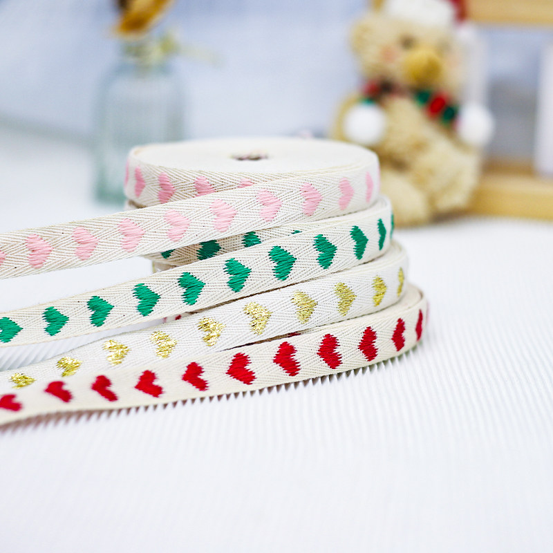 圣诞丝带圣诞节爱心缎带礼物礼盒礼品挂饰心型绑带包装带花艺资材