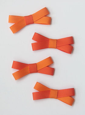 颖子手工定制 儿童头饰宝宝发饰 橘橙色蝴蝶结边夹BB夹发绳