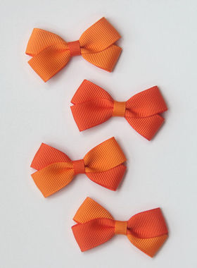 颖子手工定制 儿童头饰宝宝发饰 橘橙色交叉小蝴蝶结边夹BB夹发绳