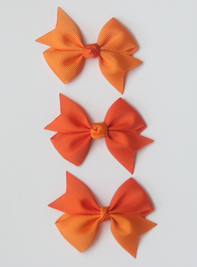 颖子手工定制 儿童头饰发饰 橘橙色风车蝴蝶结边夹BB夹发绳