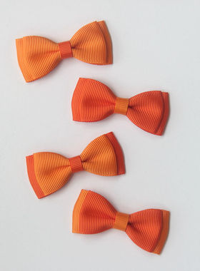 颖子手工定制 儿童头饰宝宝发饰 橘橙色蝴蝶结边夹BB夹发圈