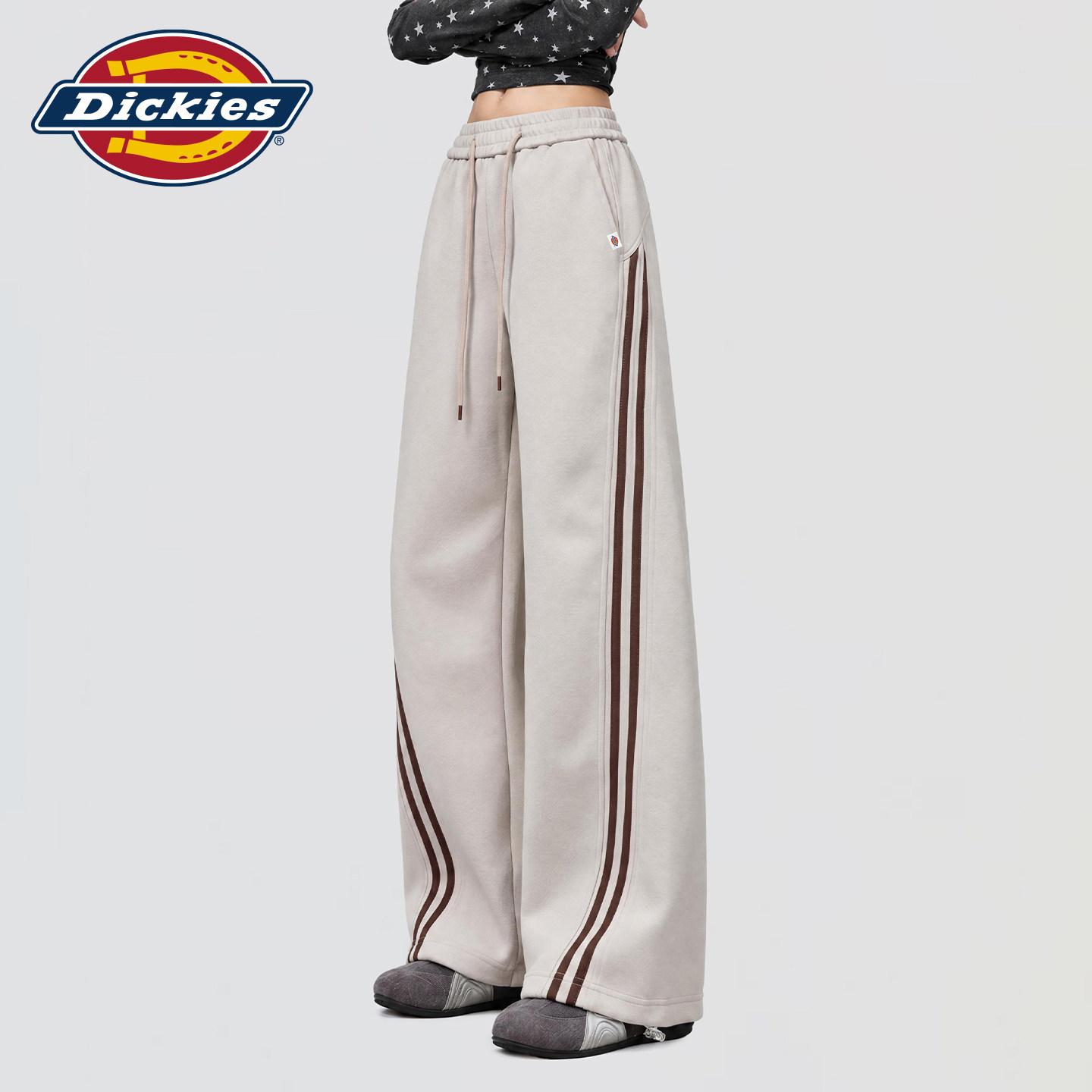 Dickies帝酷适美式风侧条纹阔腿裤女2026秋季宽松显瘦百搭休闲裤m