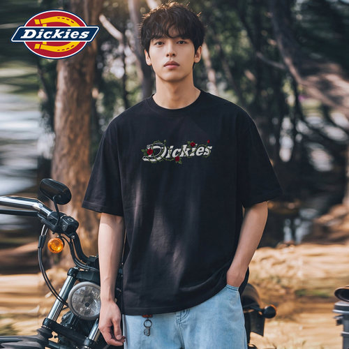 Dickies帝酷适潮牌玫瑰藤蔓字母印花短袖T恤男夏季宽松纯棉上衣M
