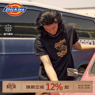 Dickies帝酷适26春夏新款 T恤男女情侣J 速干面料宽松印花图案短袖