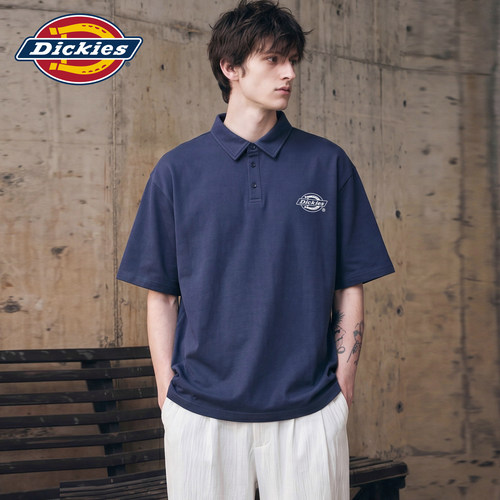 Dickies帝酷适纯色翻领短袖POLO衫男夏季青少年休闲百搭通勤上衣M