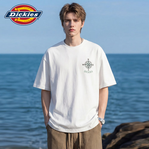Dickies帝酷适纯棉短袖T恤男生夏季美式指南针字母印花半袖上衣M