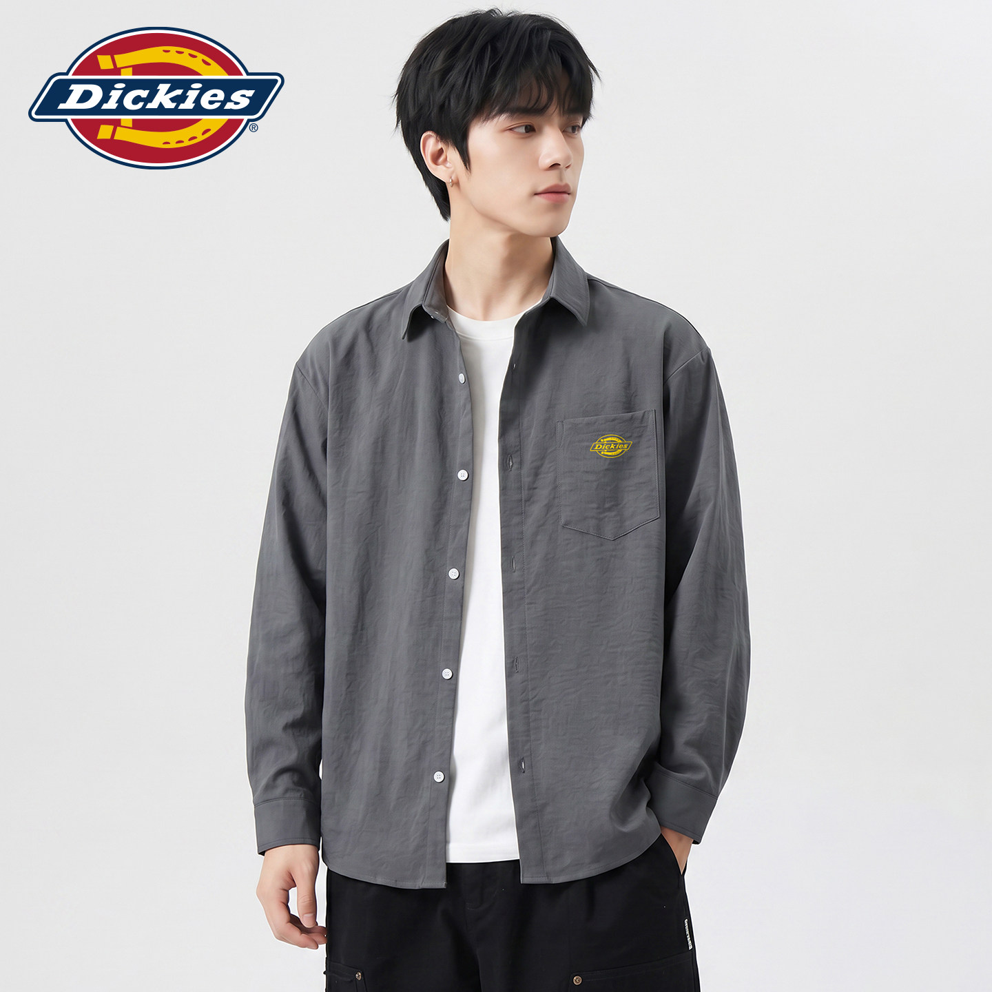 Dickies帝酷适美式休闲翻领长袖衬衫男士秋季新款宽松衬衣外套潮Y