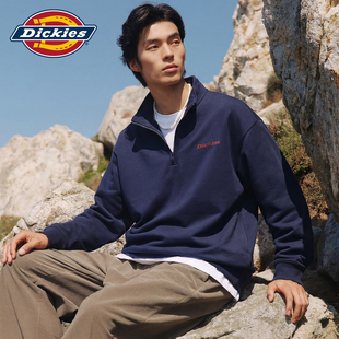 Dickies帝酷适立领半拉链卫衣男2026新款 重磅质感男生百搭套头衫