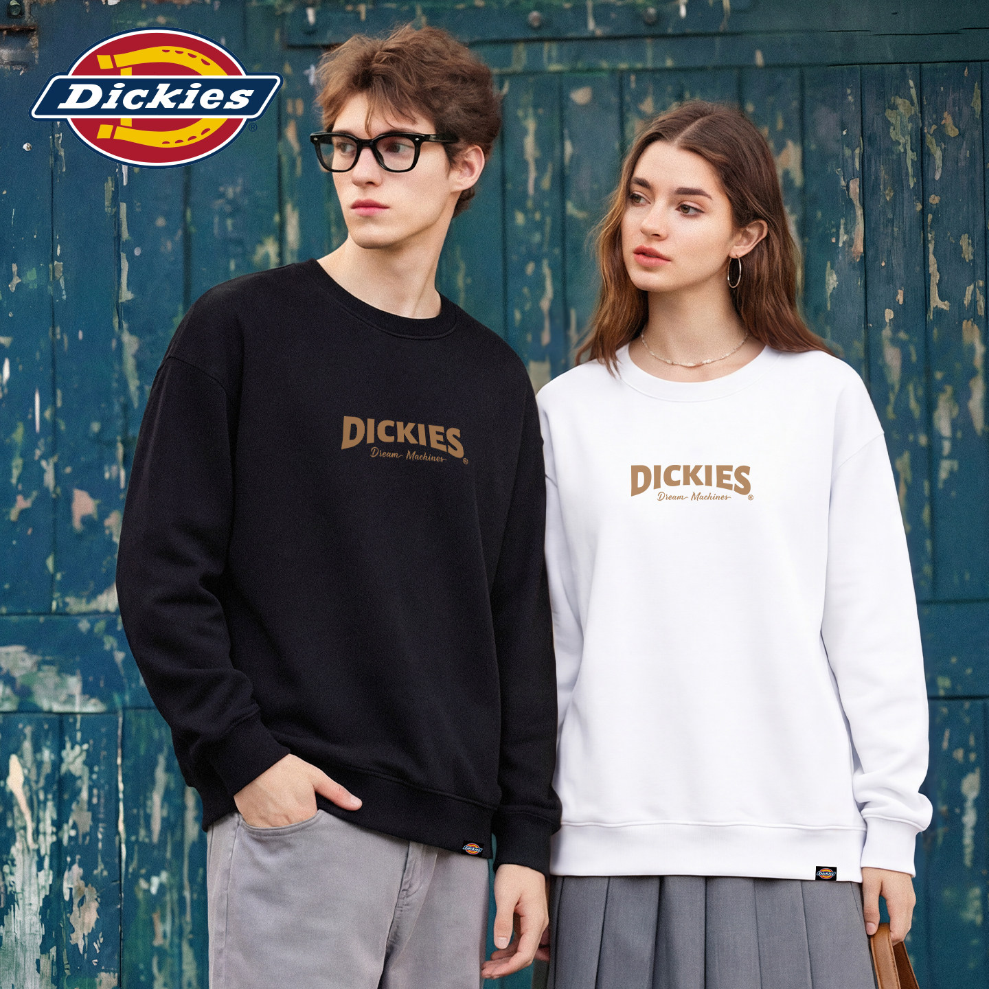 Dickies男女同款圆领卫衣男秋冬款宽松字母美式学院风秋装上衣服A