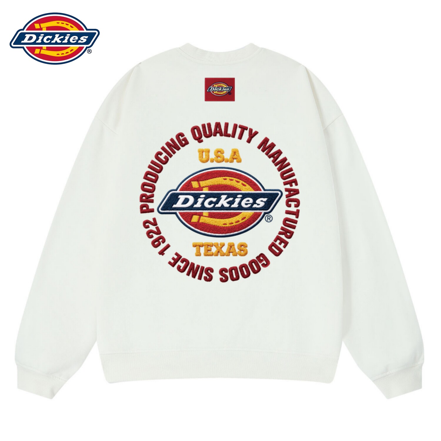 Dickies品牌万针刺绣圆领卫衣男女潮宽松情侣装cool百搭上衣外套J